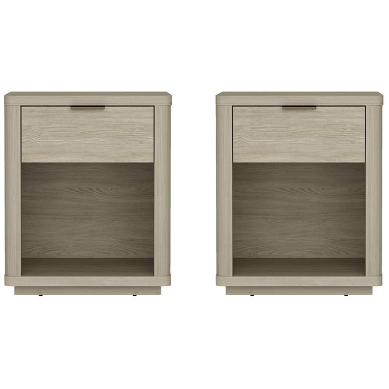 Image 2 Evelyn Modern Nightstand with 2 Full Extension Drawers in Natural - Set of