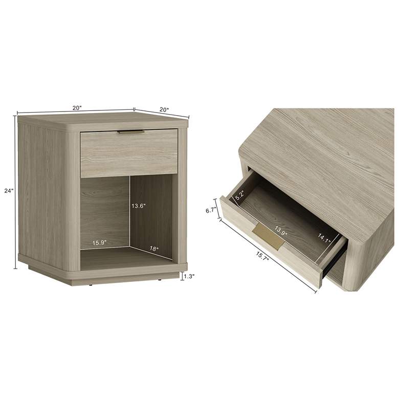 Image 3 Evelyn Modern Nightstand with 2 Full Extension Drawers in Natural - Set of more views