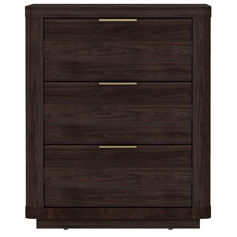 Image 2 Evelyn Modern Nightstand with 3 Full Extension Drawers in Brown