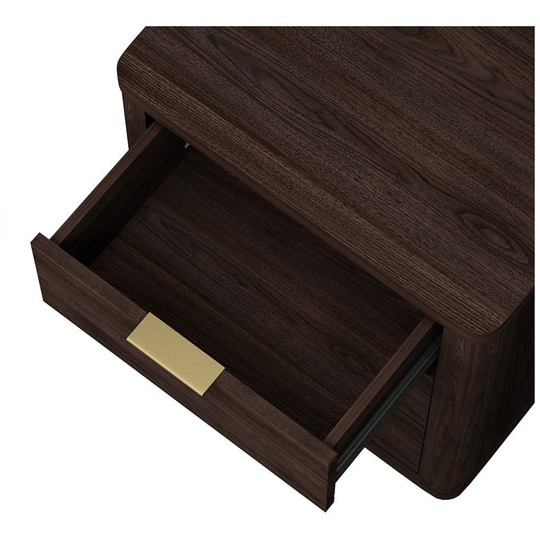 Image 5 Evelyn Modern Nightstand with 3 Full Extension Drawers in Brown more views