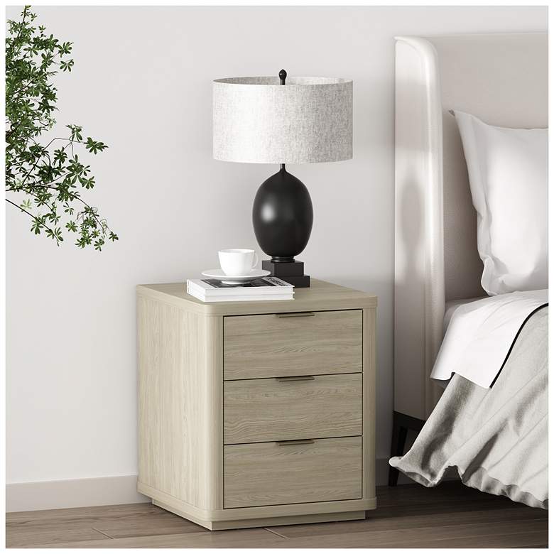Image 1 Evelyn Modern Nightstand with 3 Full Extension Drawers in Natural