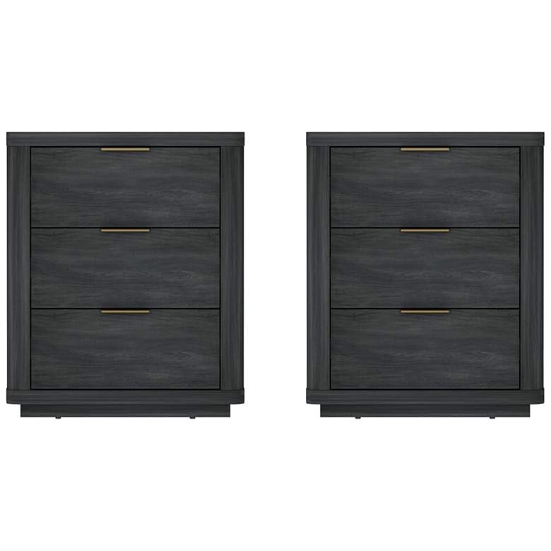Image 2 Evelyn Modern Nightstand with 6 Full Extension Drawers in Charcoal Grey - 2