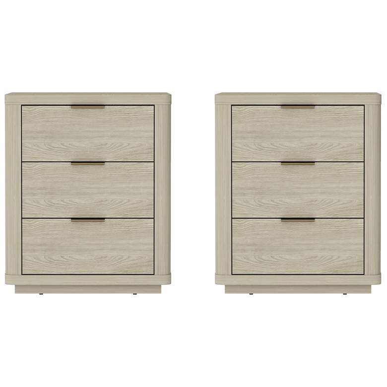 Image 2 Evelyn Modern Nightstand with 6 Full Extension Drawers in Natural - Set of