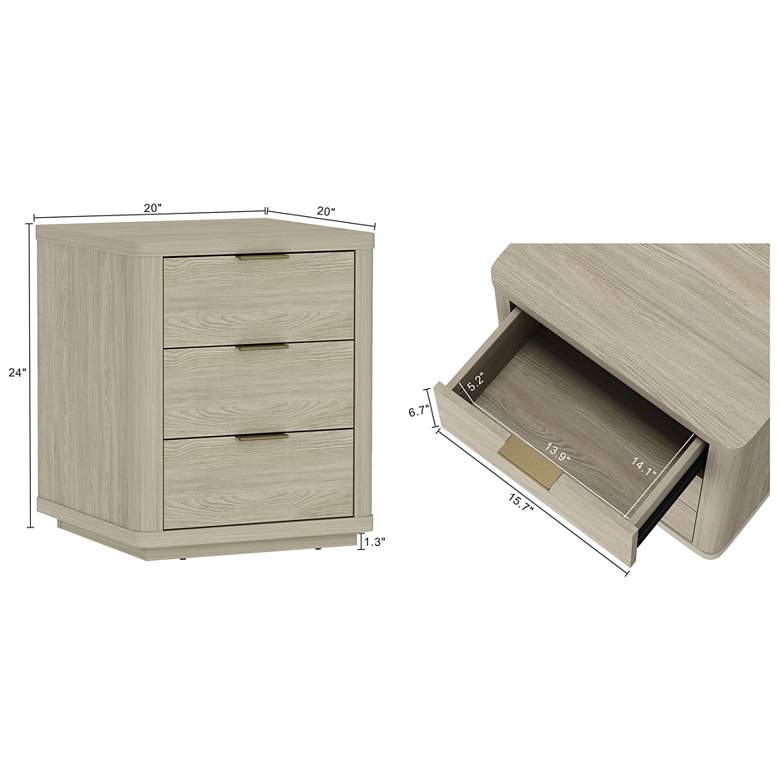 Image 3 Evelyn Modern Nightstand with 6 Full Extension Drawers in Natural - Set of more views