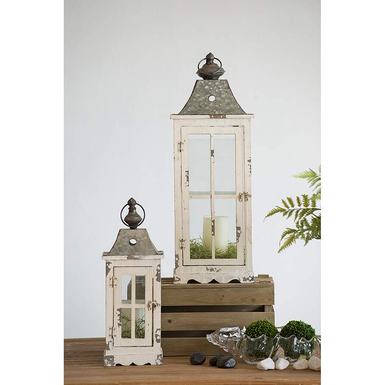 Image 3 Evelyn Square Enclosed Silver Lanterns with Handle - Set of Two more views