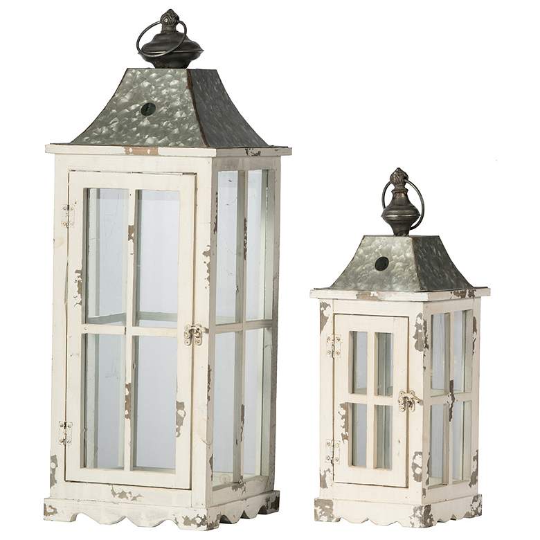 Image 6 Evelyn Square Enclosed Silver Lanterns with Handle - Set of Two more views