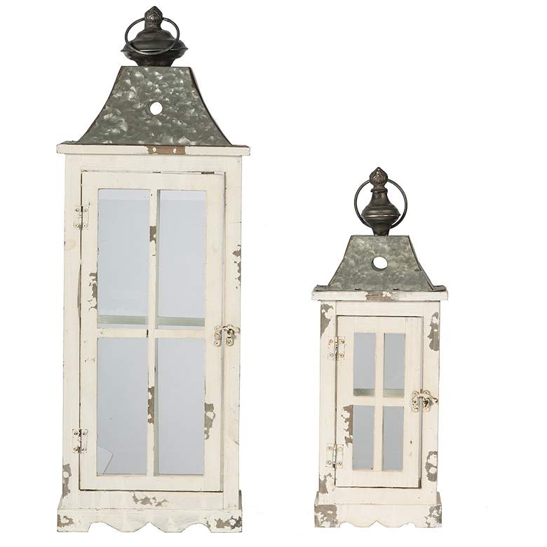 Image 7 Evelyn Square Enclosed Silver Lanterns with Handle - Set of Two more views