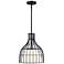 Evensong 60 Watt 1-Light 12" Matte Black Bell Pendant with Glass Shade