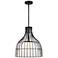 Evensong 60 Watt 1-Light Matte Black Bell Pendant with Glass Shade