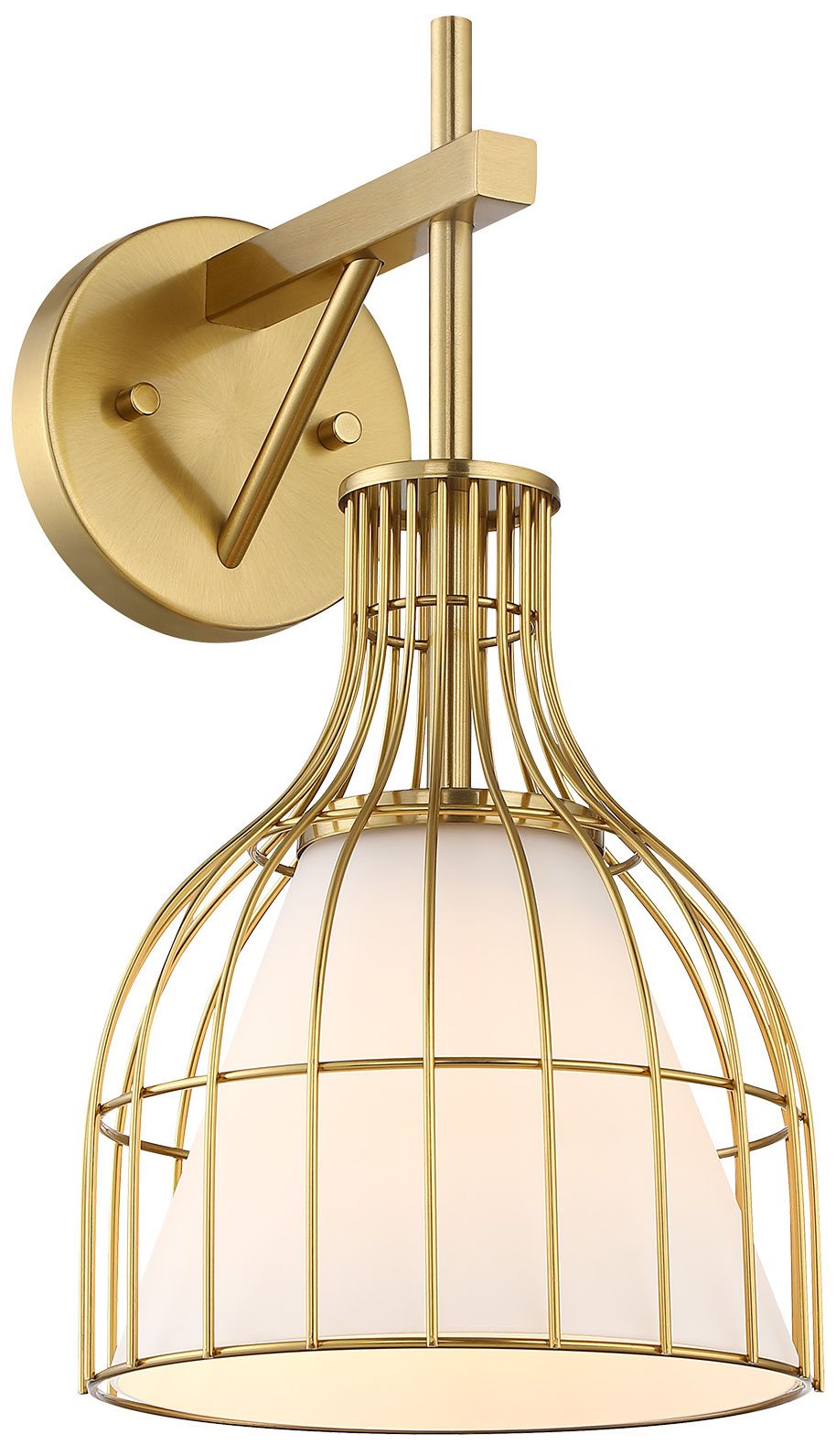 Evensong 8 in. 1-Light Brushed Gold Indoor Wall Sconce Light for Bathrooms