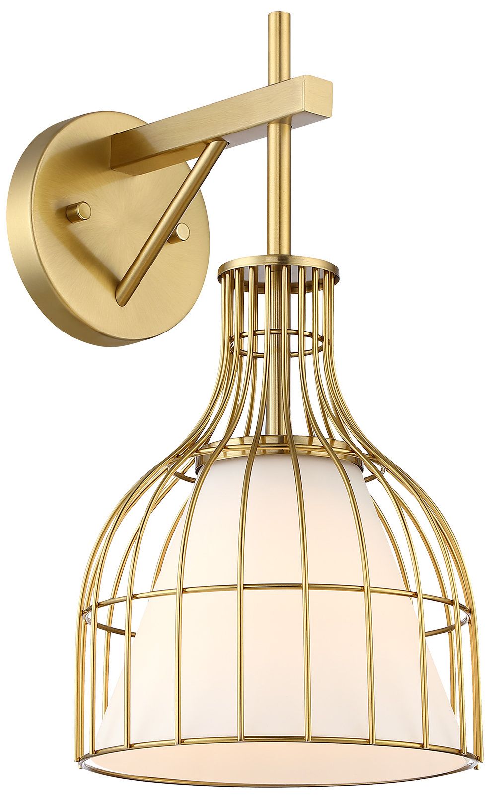 Evensong 8 in. 1-Light Brushed Gold Indoor Wall Sconce Light for Bathrooms