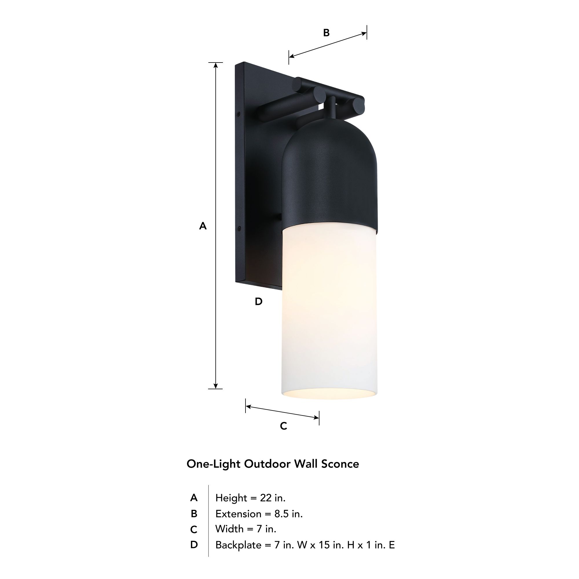Ever Spring 22 in. 1-Light Black Outdoor Wall Sconce Light for Porches