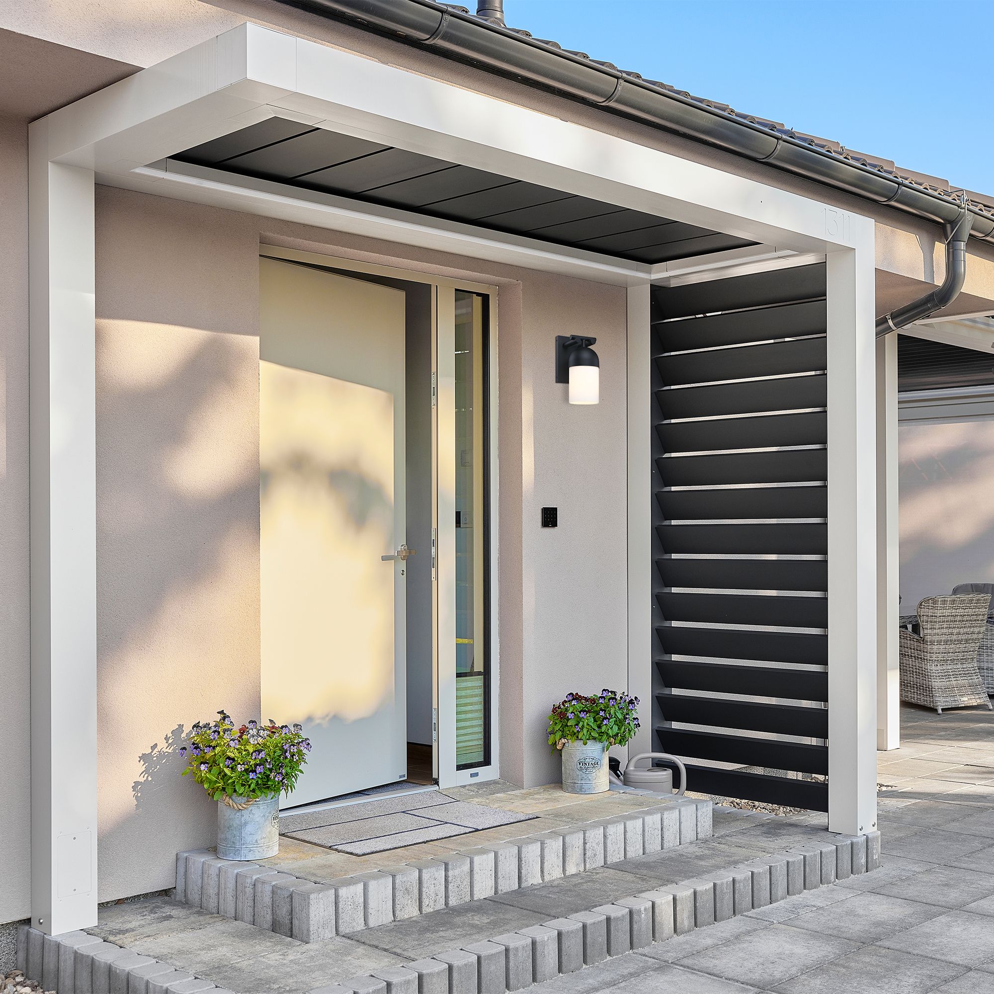 Image 6 Ever Spring 7 in. 1-Light Black Outdoor Wall Sconce Light for Porches more views