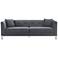 Everest 90 In. Upholstered Sofa in Gray Fabric and Brushed Stainless Steel