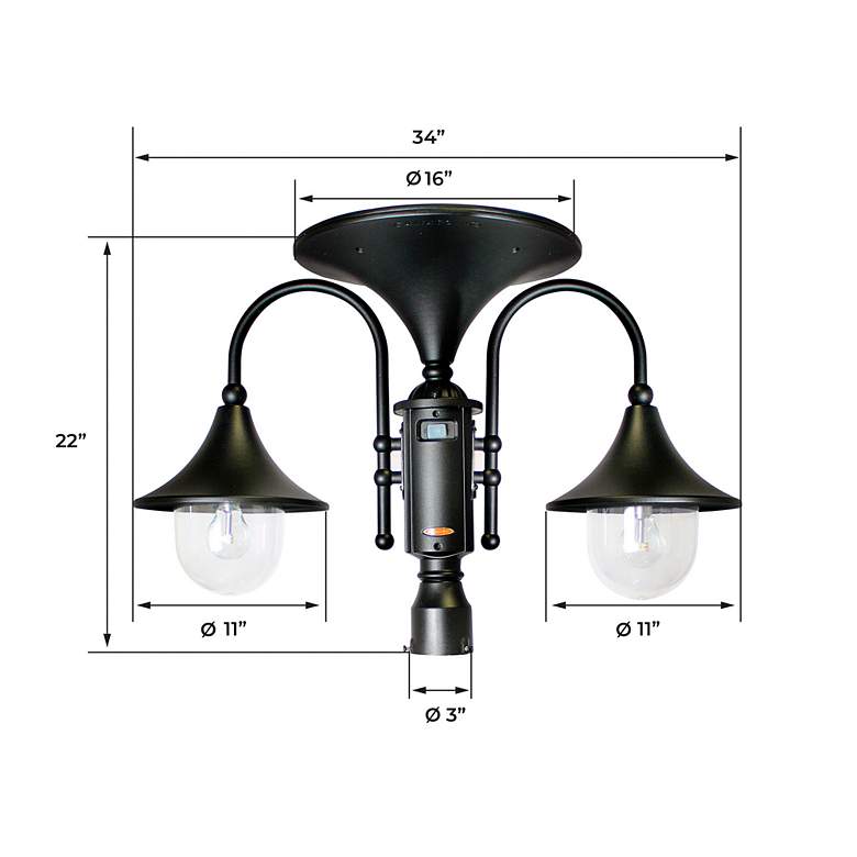 Image 5 Everest II 23 inch High Black Dusk to Dawn LED Solar Post Lamp more views