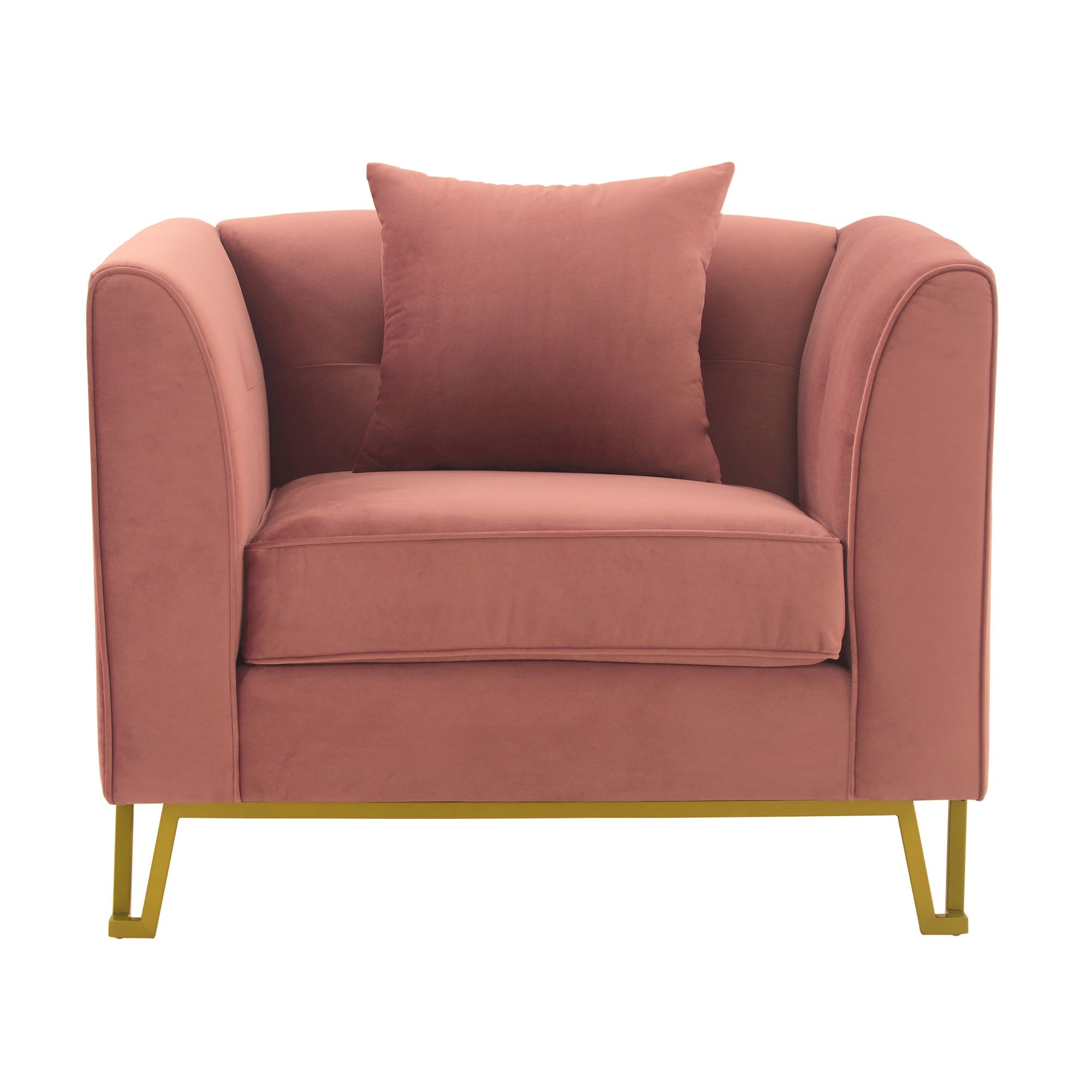 Image 3 Everest Upholstered Sofa Chair in Blush Fabric and Brushed Gold Legs more views
