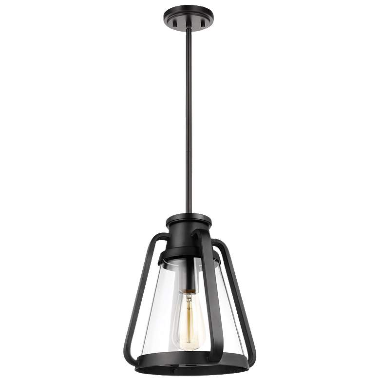 Image 1 Everett; 1 Light 10 Inch Pendant; Matte Black with Clear Glass