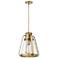 Everett; 1 Light 10 Inch Pendant; Natural Brass with Clear Glass