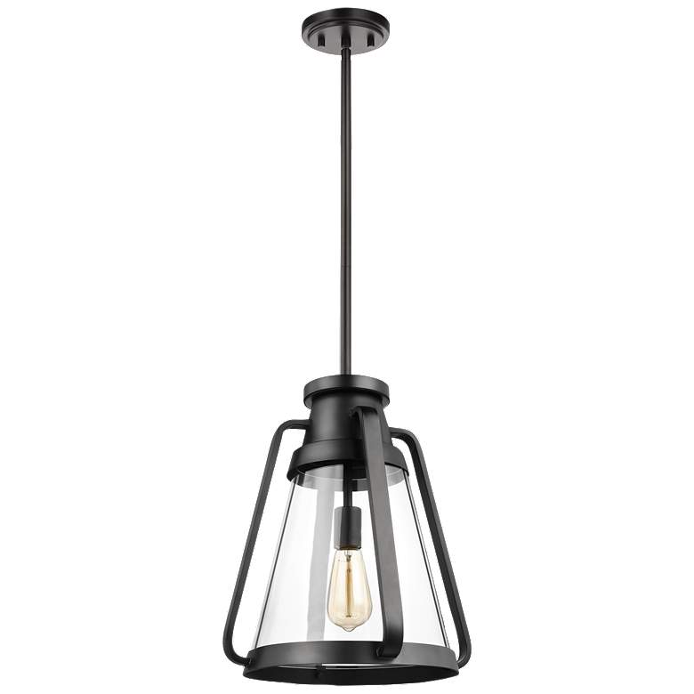 Image 1 Everett; 1 Light; 14 Inch Pendant; Matte Black with Clear Glass