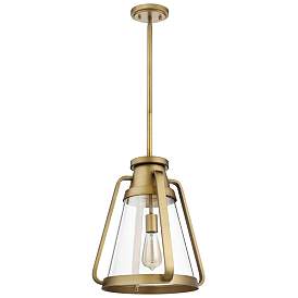 Image1 of Everett; 1 Light; 14 Inch Pendant; Natural Brass with Clear Glass