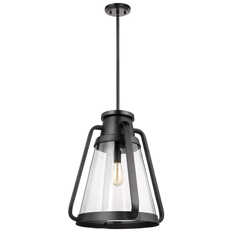 Image 1 Everett; 1 Light 18 Inch Pendant; Matte Black with Clear Glass
