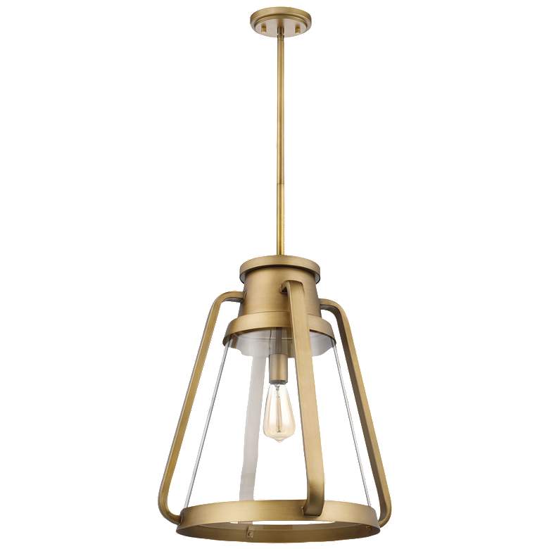 Image 1 Everett; 1 Light 18 Inch Pendant; Natural Brass with Clear Glass
