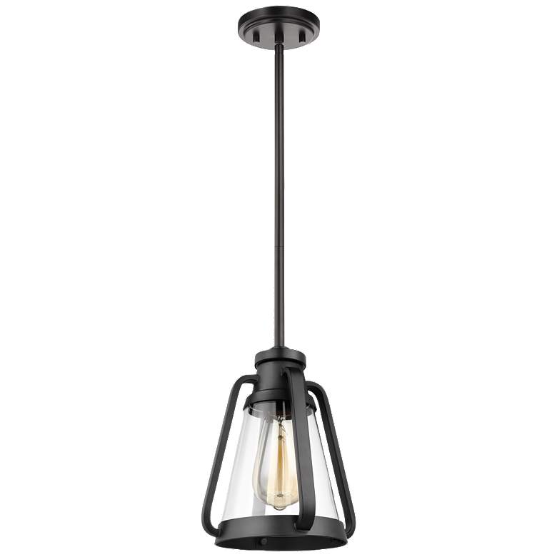Image 1 Everett; 1 Light; 7 Inch Mini Pendant; Matte Black Finish with Clear Glass