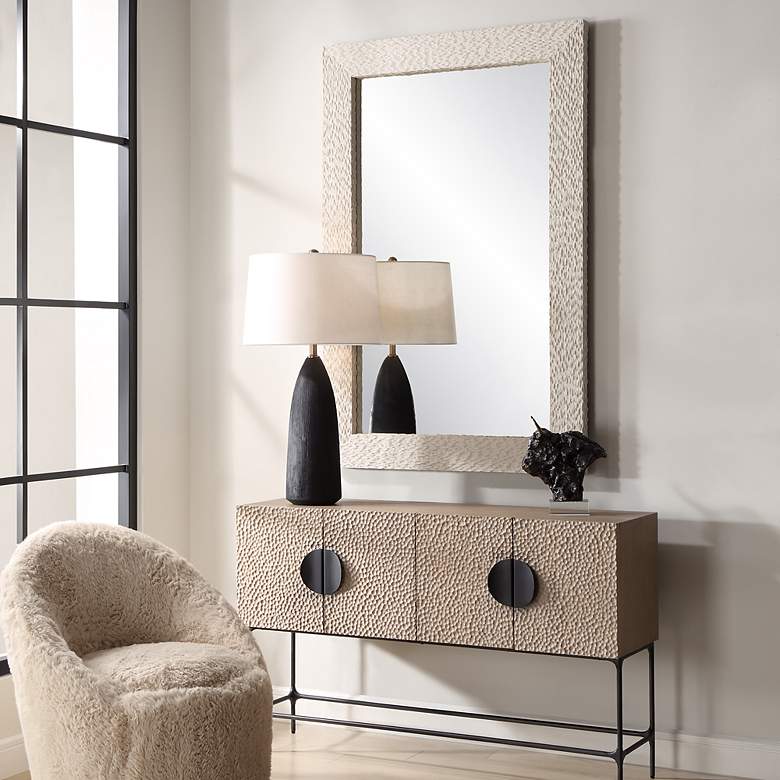 Image 3 Everett 39 5/8" x 59 5/8" Aged Ivory Rectangle Wall Mirror more views