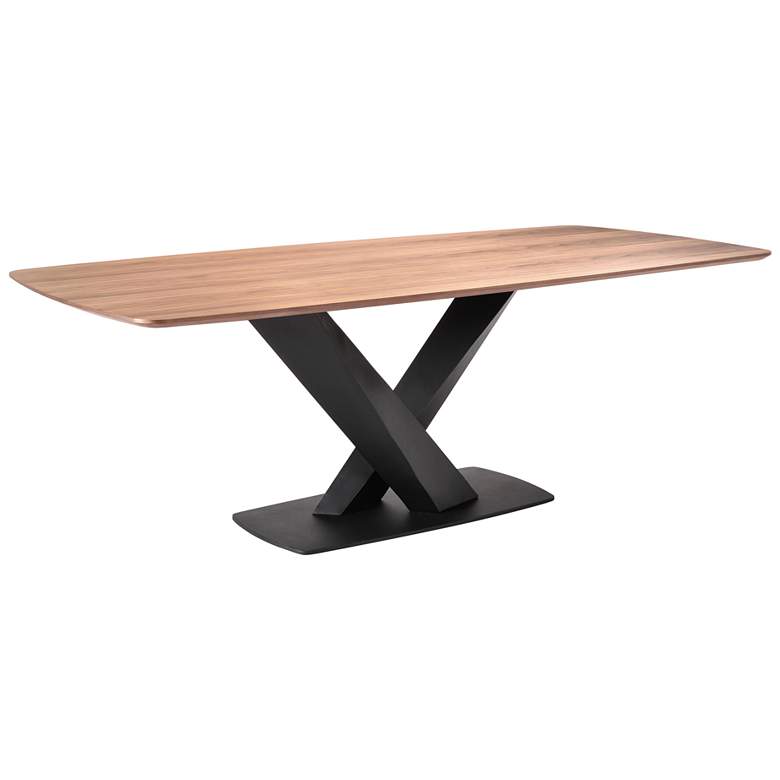 Image 1 Everett 87 in. Dining Table in Walnut Wood and Matte Black Finish