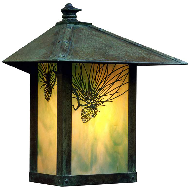 Image 1 Evergreen 13 inchH Pine Filigree Glass Outdoor Wall Light