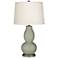 Evergreen Fog Double Gourd Table Lamp with Vine Lace Trim