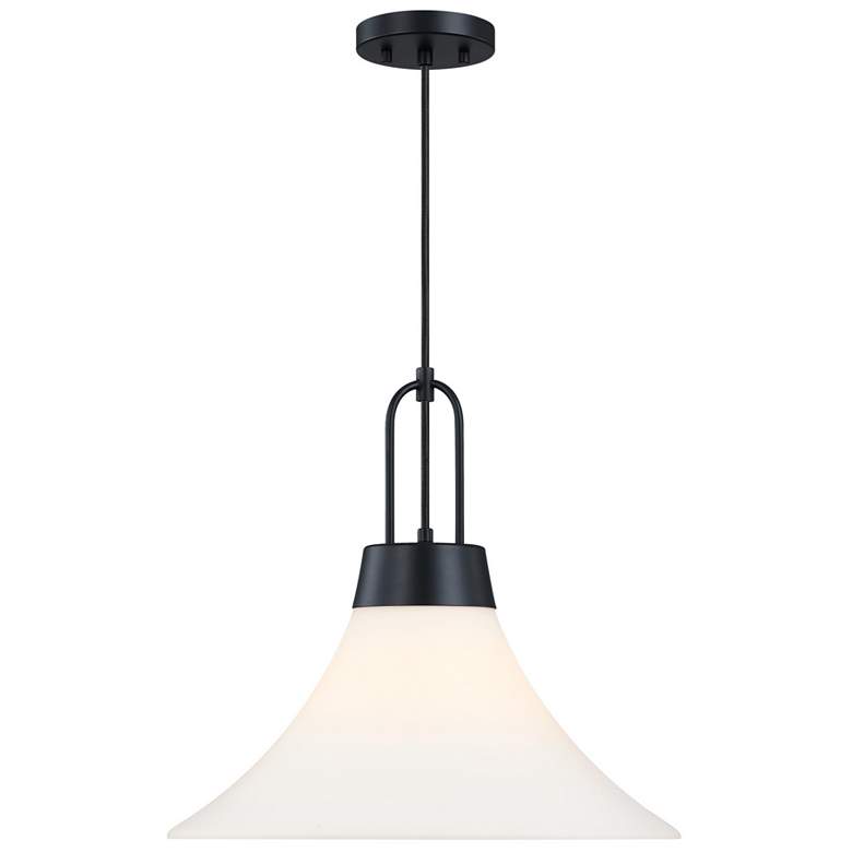 Image 1 Evergreen Oasis 60 Watt 1-Light Matte Black Down Pendant Light with Shade