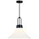 Evergreen Oasis 60 Watt 1-Light Matte Black Down Pendant Light with Shade