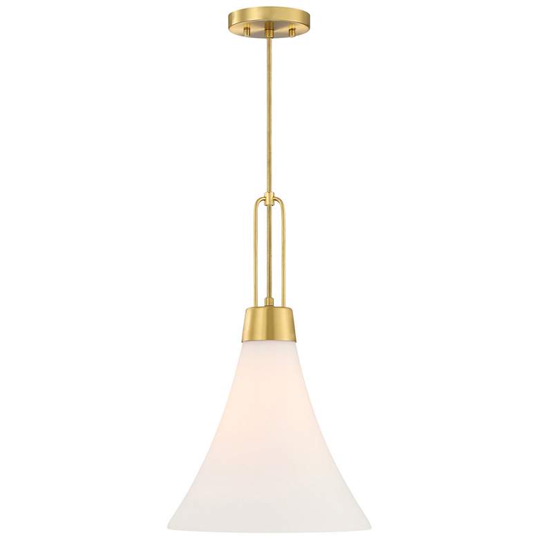 Image 1 Evergreen Oasis 60Watt 1-Light 12"Brushed Gold Pendant Light Shade