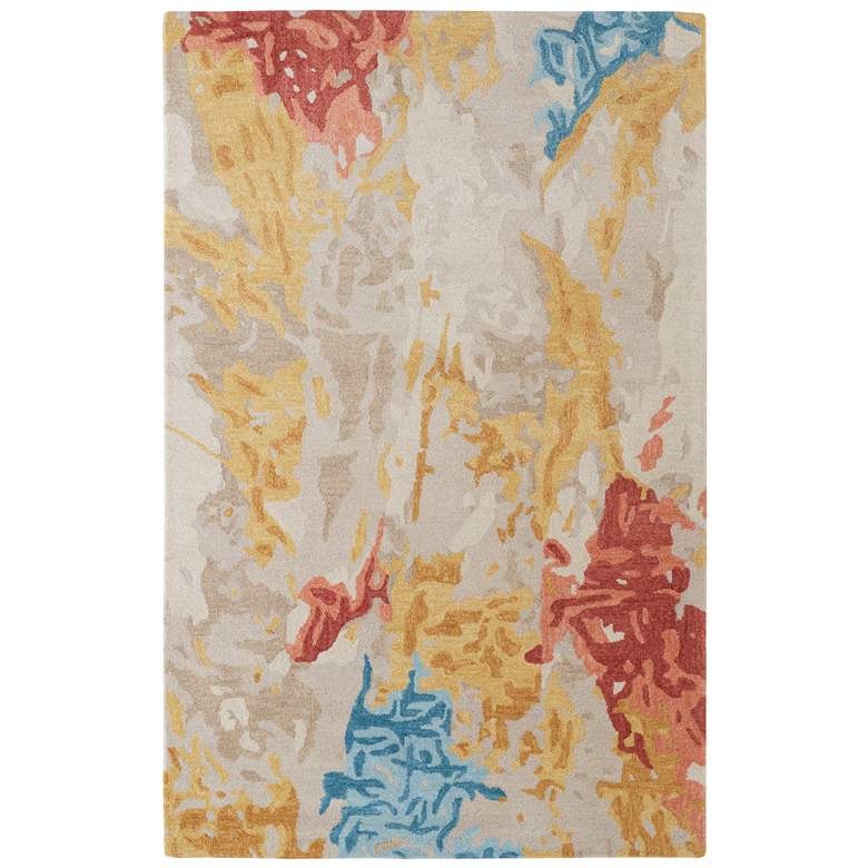 Image 1 Everley Modern Abstract Hand Tufted Ivory Area Rug 8646F