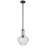 Everly 12 3/4" Wide Black Pendant Light with Seeded Glass