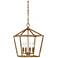 Everly 12" Wide Vintage Gold 4-Light Mini Pendant