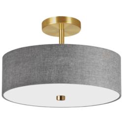 Everly 14.25&quot; Wide 3 Light Aged Brass Semi-Flush Mount