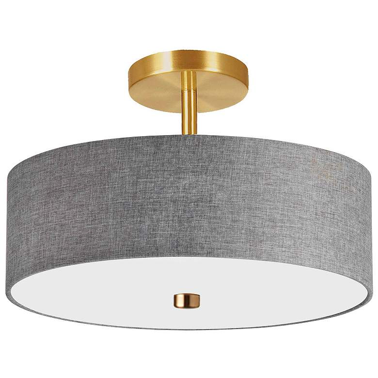 Image 2 Everly 14.25" Wide 3 Light Aged Brass Semi-Flush Mount