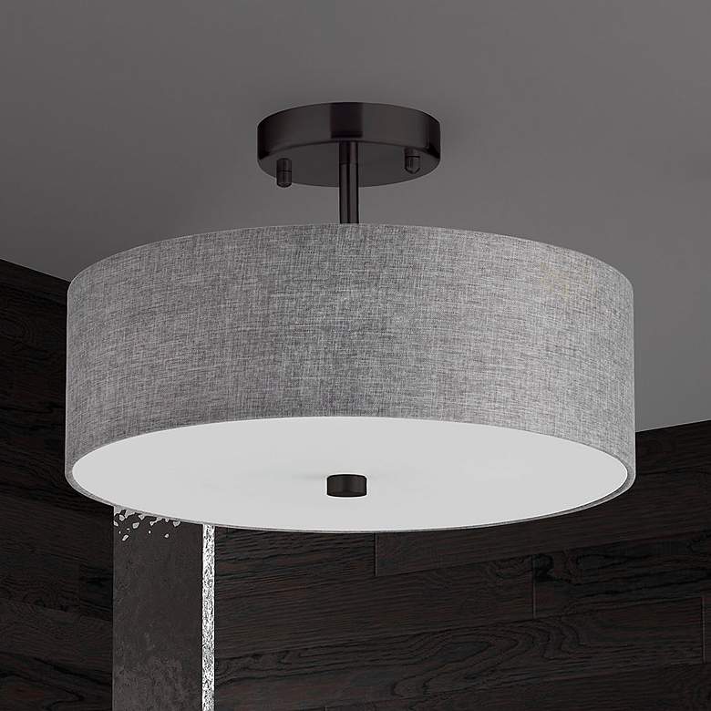 Image 1 Everly 14.25" Wide 3 Light Matte Black Semi-Flush Mount