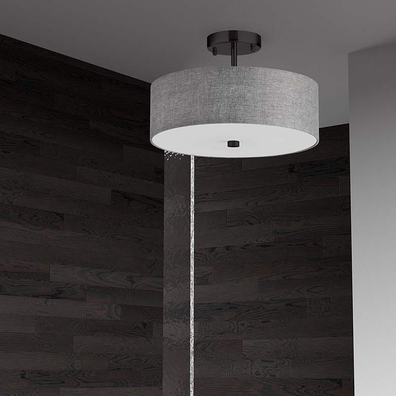 Image 3 Everly 14.25" Wide 3 Light Matte Black Semi-Flush Mount more views