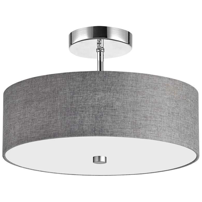 Image 1 Everly 14.25" Wide 3 Light Polished Chrome Semi-Flush Mount