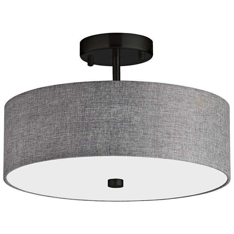 Image 2 Everly 14 1/4" Wide Matte Black Drum Ceiling Light
