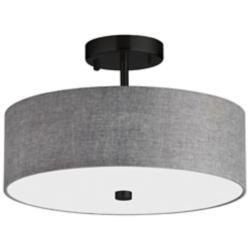 Everly 14 1/4" Wide Matte Black Drum Ceiling Light