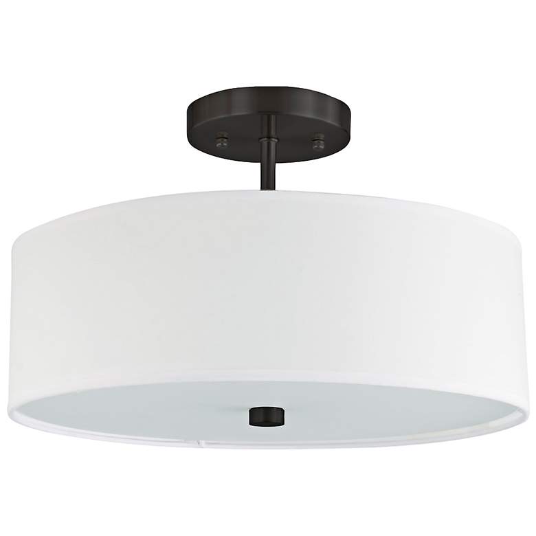 Image 2 Everly 14 1/4" Wide Matte Black Drum Ceiling Light