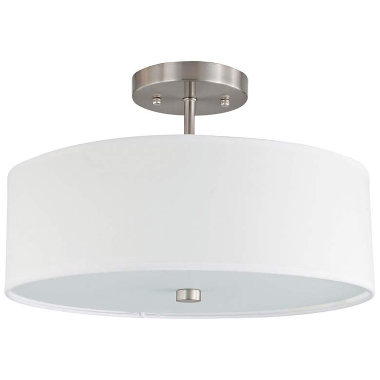 Image 2 Everly 14 1/4"W Satin Chrome Ceiling Light w/ White Shade
