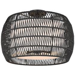 Everly 19" Wide Matte Black 4-Light Semi-Flush With Modern Black Ratta