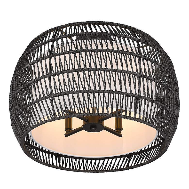 Image 5 Everly 19" Wide Matte Black 4-Light Semi-Flush With Modern Black Ratta more views