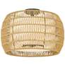 1_Everly 19" Wide Matte Black 4-Light Semi-Flush With Natural Rattan