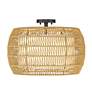 2_Everly 19" Wide Matte Black 4-Light Semi-Flush With Natural Rattan more views